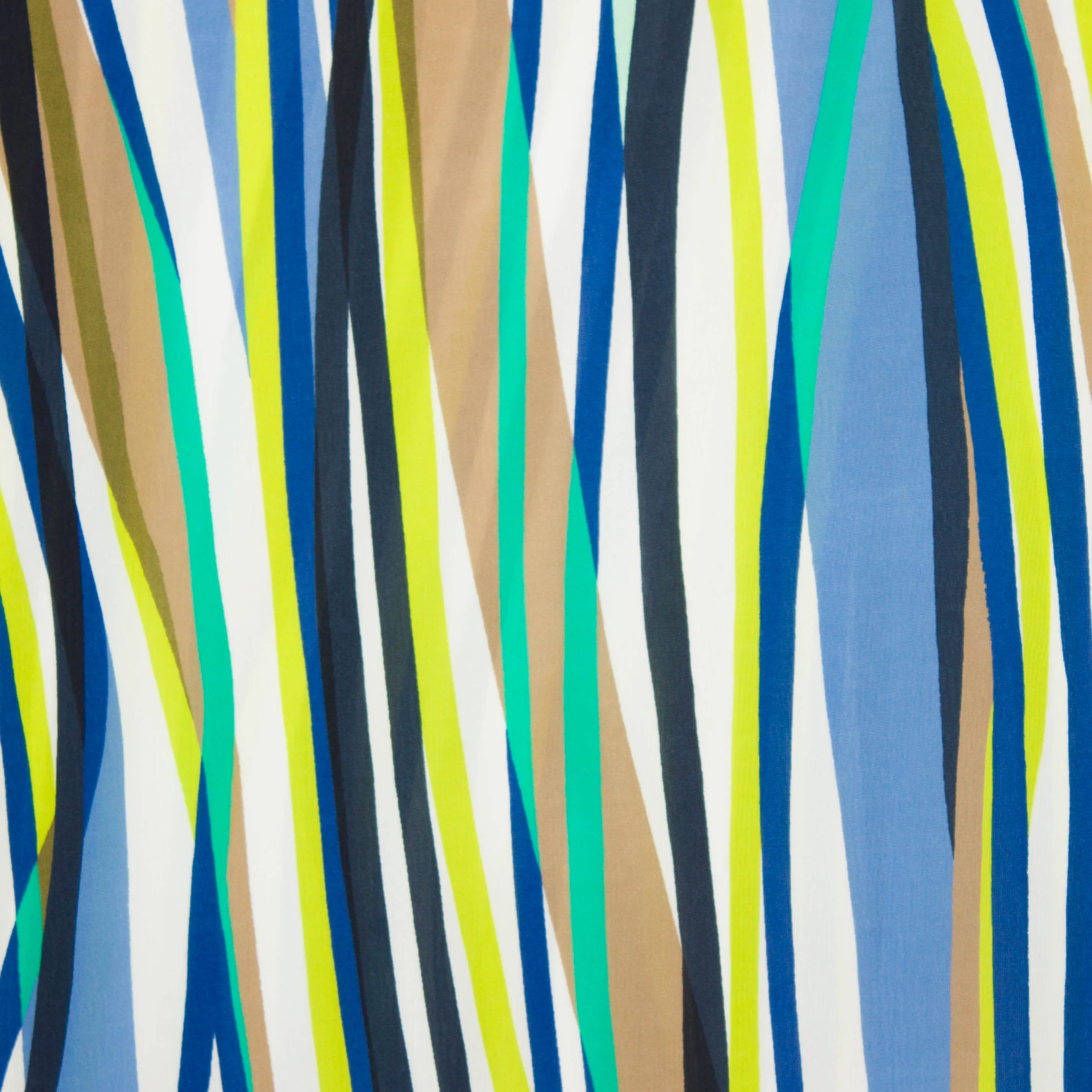Polyester tricot wit met multicolor strepen
